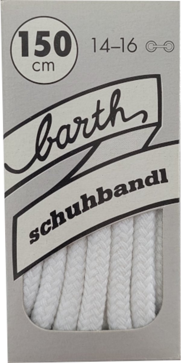 Barth Veter - Wit - Extra Dik Rond - Lengte 150 cm - Dikte 5 mm - Schoenveter