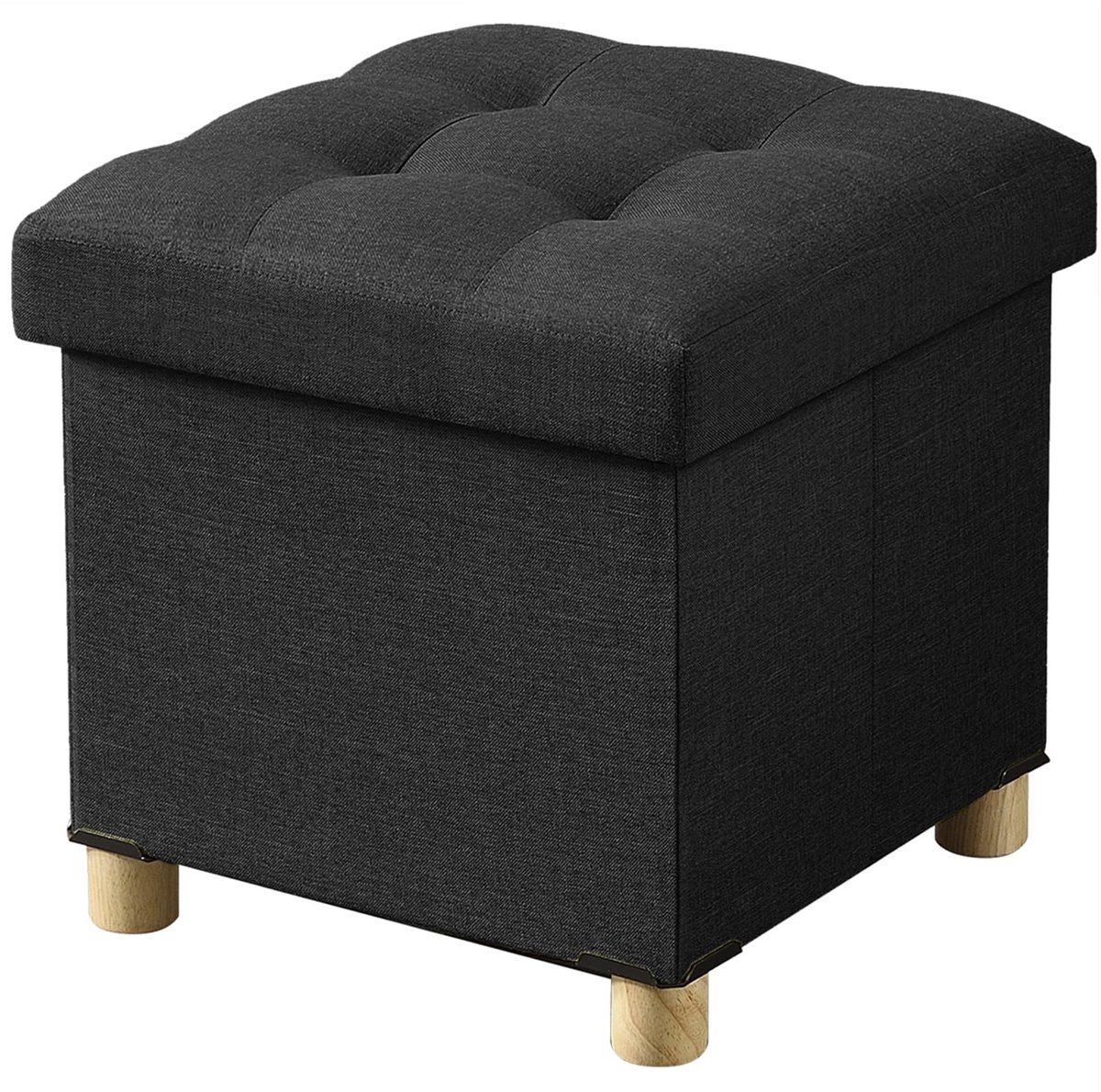 SnelShoppen - Opvouwbare Stoelkruk met Opbergruimte, Zwarte Zitkubus met Deksel, 38x38x38 cm voor Woonkamer, Slaapkamer, Slaapzaal, Multifunctionele Z