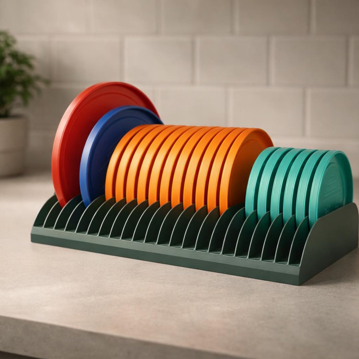 Skushy dekselhouder voor Pyrex glazen deksels - keukenorganizer voor kast of lade