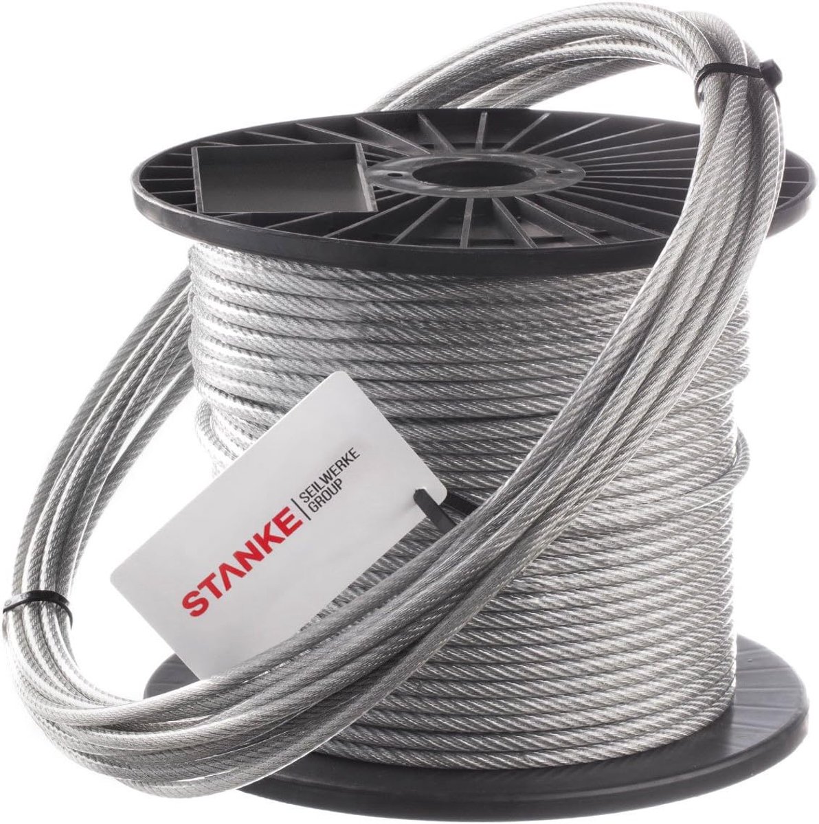 SnelShoppen - Waslijn PVC staalkabel 4mm 6x7 verzinkt, staalkabel ommanteld touw, 10 meter voor tuin, balkon, camping en meer