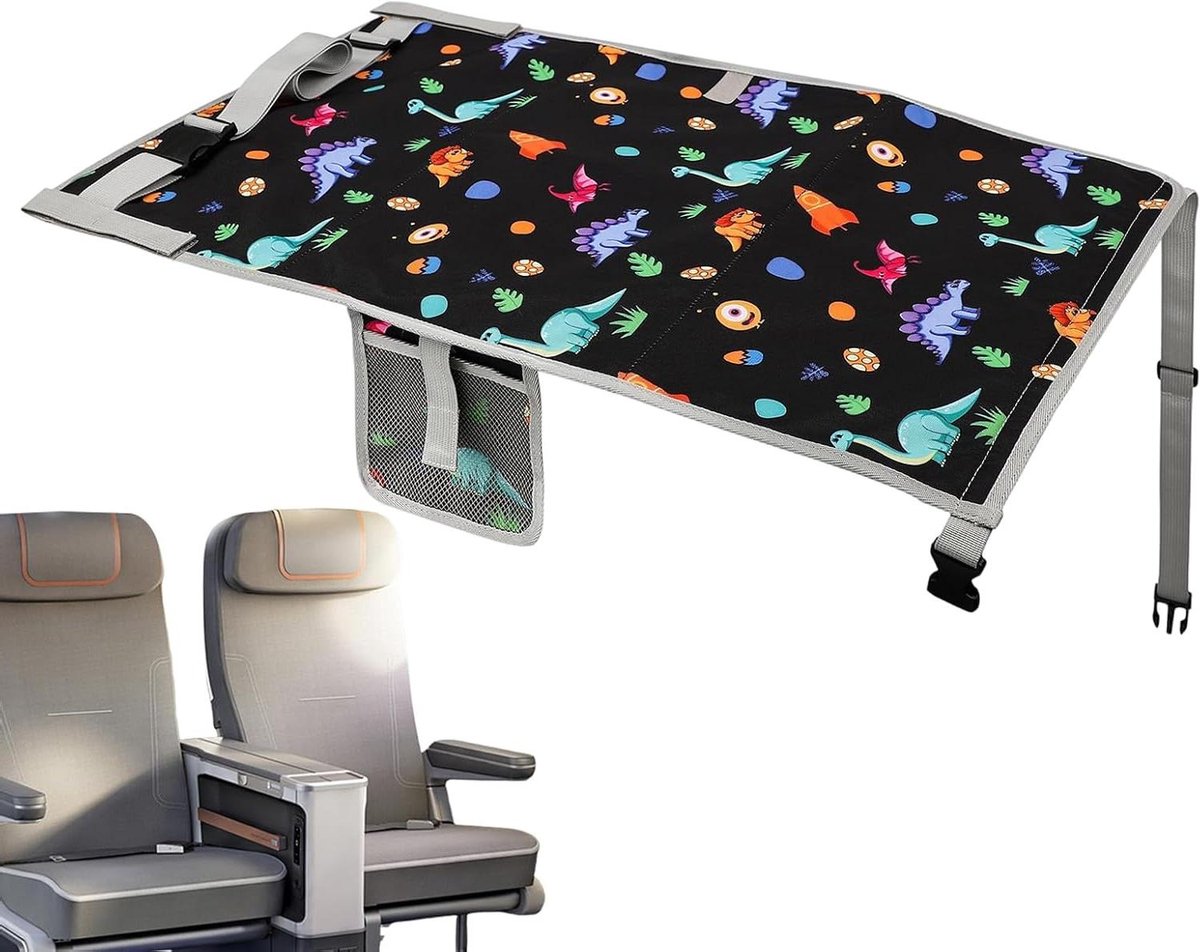 Vliegtuig Zitverlenging - Reisbed Kinderen - Comfortabel Reizen - Verhoogt Rustruimte - 76 x 445 cm - Dinosaurus