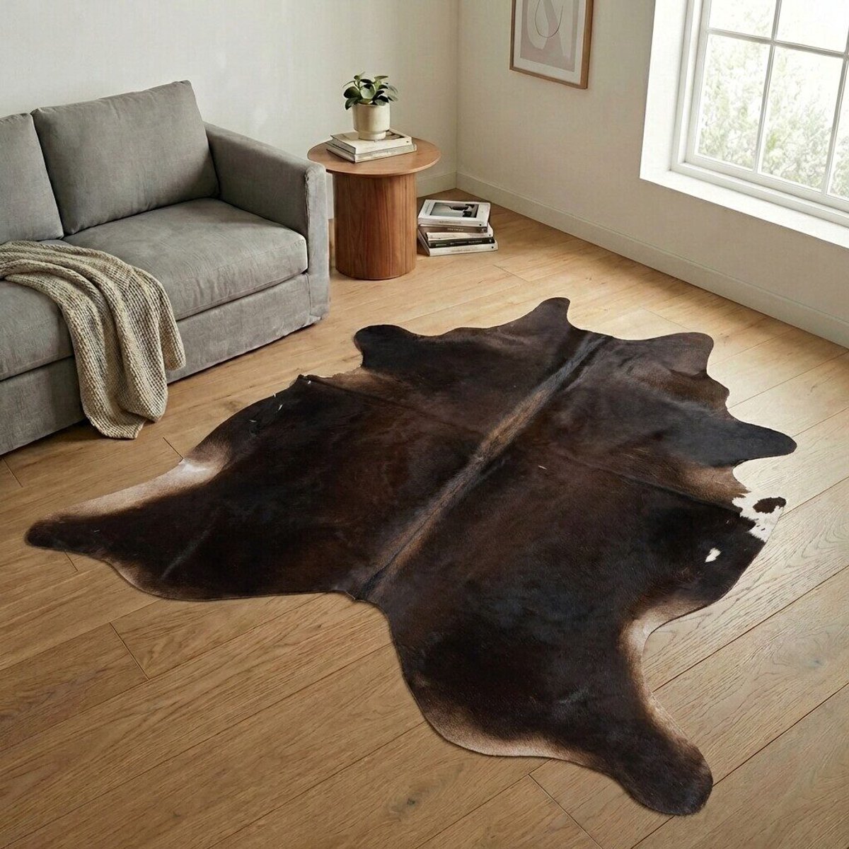 Koeienhuid Vloerkleed XXL (Extra Groot) - Bruin-wit - 250 x 233 cm - Koeienkleed / Koeienvel / Dierenvel / Dierenhuid / Koehuid Tapijt