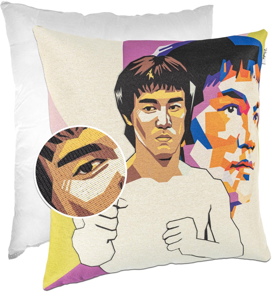 ANRO Bruce Lee Sierkussen 40x40 cm - Gobelin - Inclusief vulling Multicolor