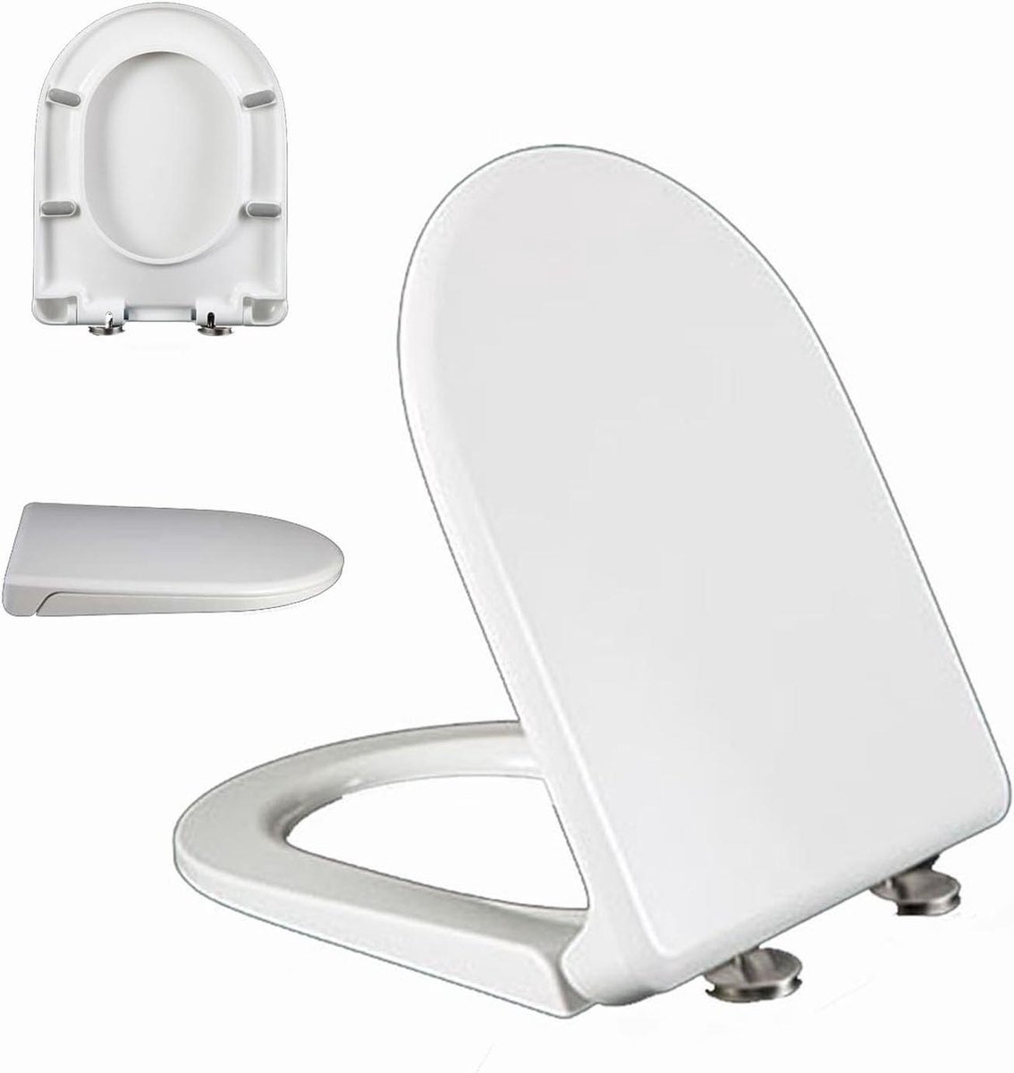 D-vormige toiletbril - Toiletzitting Softclose - Badkamer Verbeteren - Snelsluiting Reiniging - 355 x 44 cm - Wit