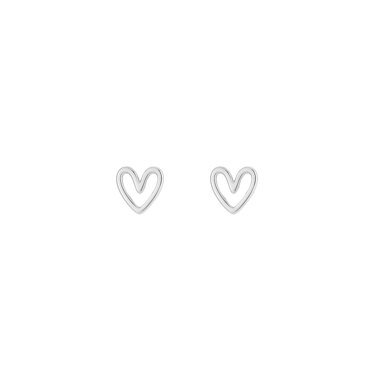 Stainless Steel Cutout Open Heart Stud Earrings – Luxe Opengewerkte Hart Oorstekers – RVS - Zilver