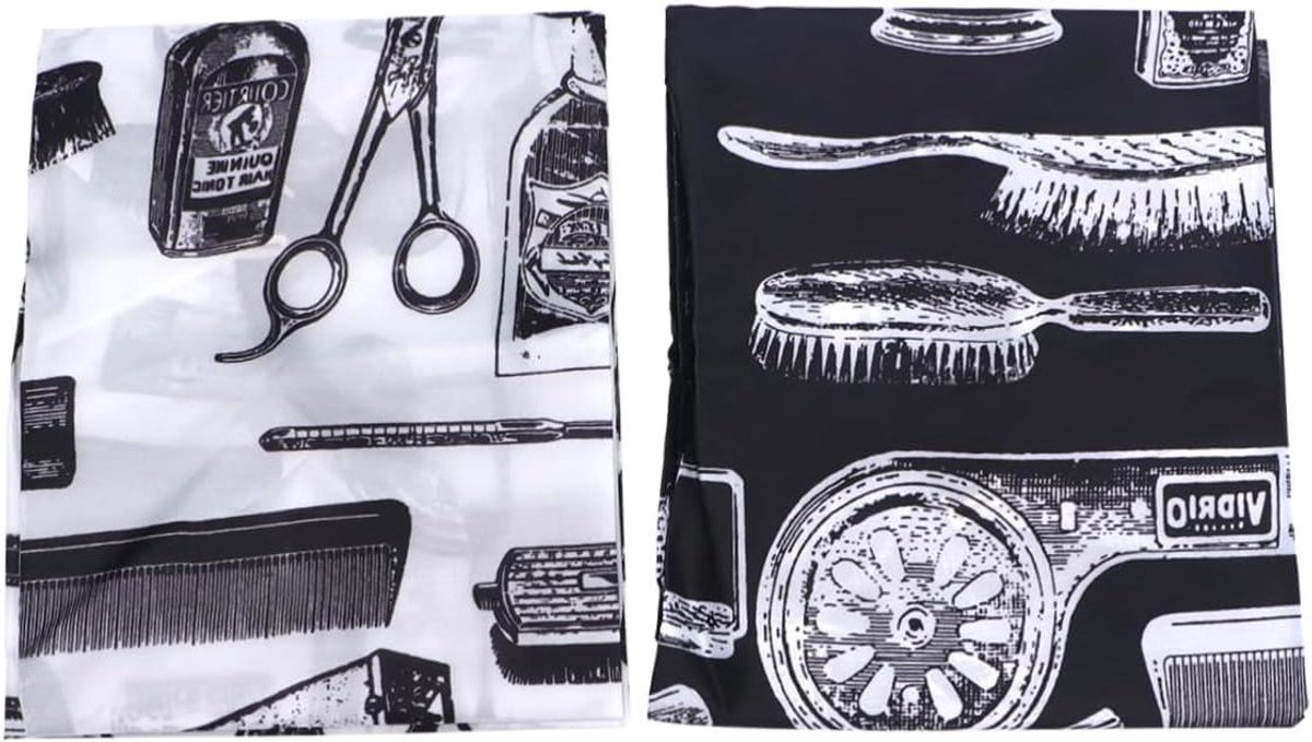 Kappersmantel Set - Haarstyling Schort - Haar Knippen - Waterafstotend Materiaal - 2 Stuks - Zwart Wit