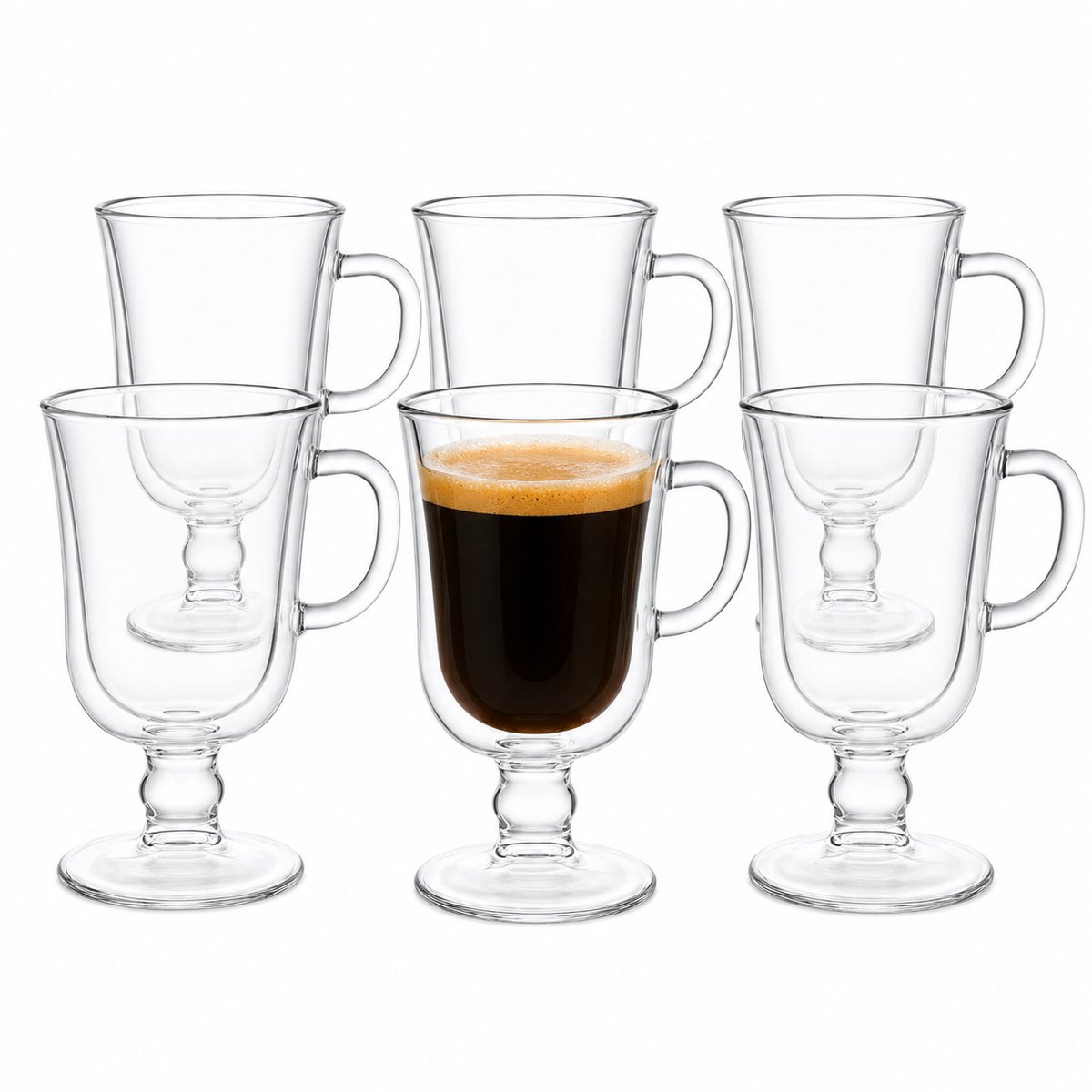 Bricard Dubbelwandige Irish Coffee Glazen - 260ml - 6 Stuks - Koffieglazen - Latte Macchiato Glazen