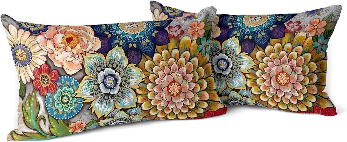 SnelShoppen - Set van 2 Boho Kussenslopen 30 x 50 cm - Fluweel Zacht Retro Decoratieve Kussenhoezen voor Bank en Slaapkamer - Ethno Stijl Kussenslopen