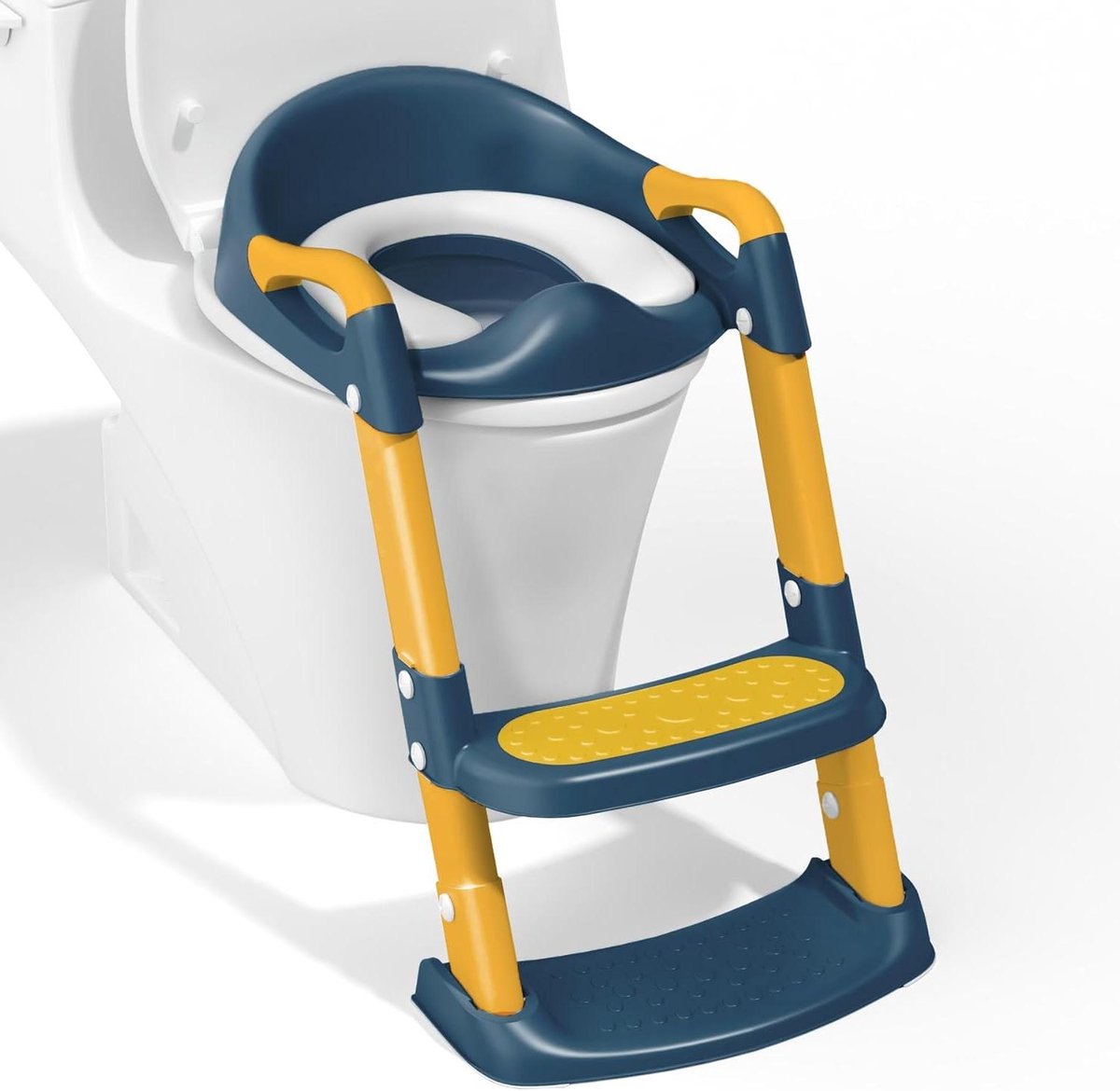Kinder Potty Stoel - Zindelijkheidstraining Toilet - Onafhankelijk Plassen - Verstelbare Hoogte - 41-44 cm - Blauw Geel