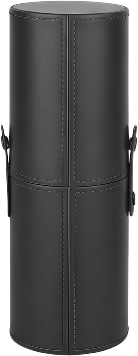 PU Lederen Make-up Borstel Case Houder Met Lock Deksel Draagbare Cosmetische Cup Cilinder Make Up BorstelsDisplay Stand Tas Opbergdoos Organizer