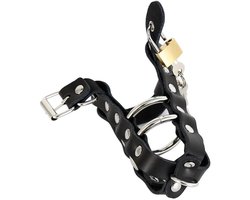 Smart Moves - Penis Trap met Metalen Ringen en Hangslotje - Zwart