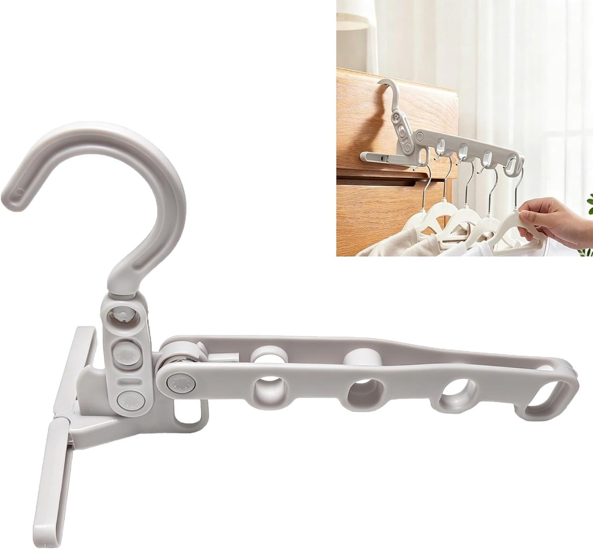 opvouwbaar, kleerhanger, inklapbaar, reiskleerhanger, grijs, wandkledinghouder, geschikt voor het ophangen van verschillende kledingstukken in de slaapkamer, in de kledingkast