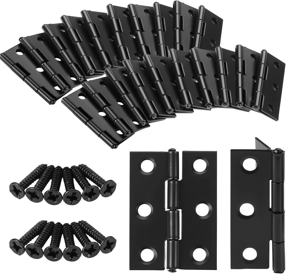 Scharnieren, steekverbinders, 44 x 32 x 1 mm, zwart, deurscharnieren, inklapbaar, pianoband, scharnieren, kleine scharnierband voor kasten, binnen en buiten, met 120
