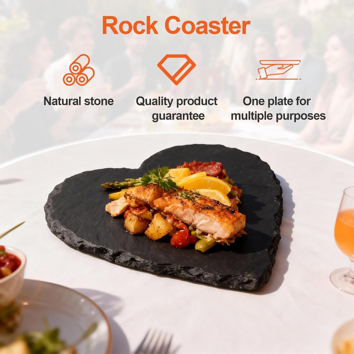 12 stuks leistenen onderzetters, 10x10 cm leistenen hart onderzetters natuurlijke leistenen plaat serveerplateaus gemaakt van 100%leisteen voor sushi, steak, kaas, kopjes, bruiloft