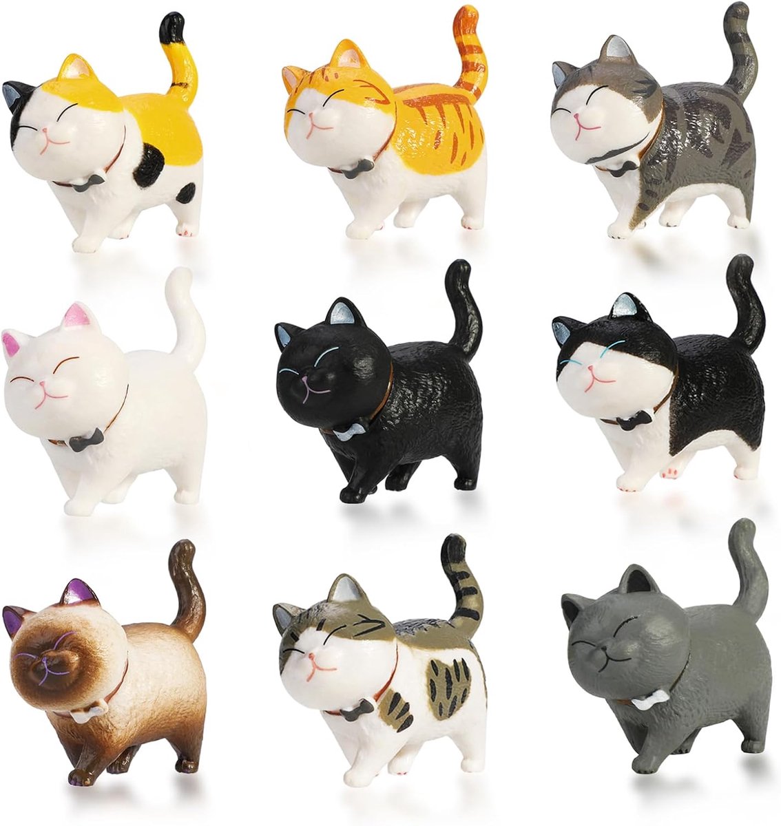 9 stuks realistische kattenbeeldjes, educatieve kattenfiguren speelgoedset, kitten paaseieren taarttopper kerst verjaardagscadeau voor kinderen, jongens, meisjes, kinderen, kattenliefhebber