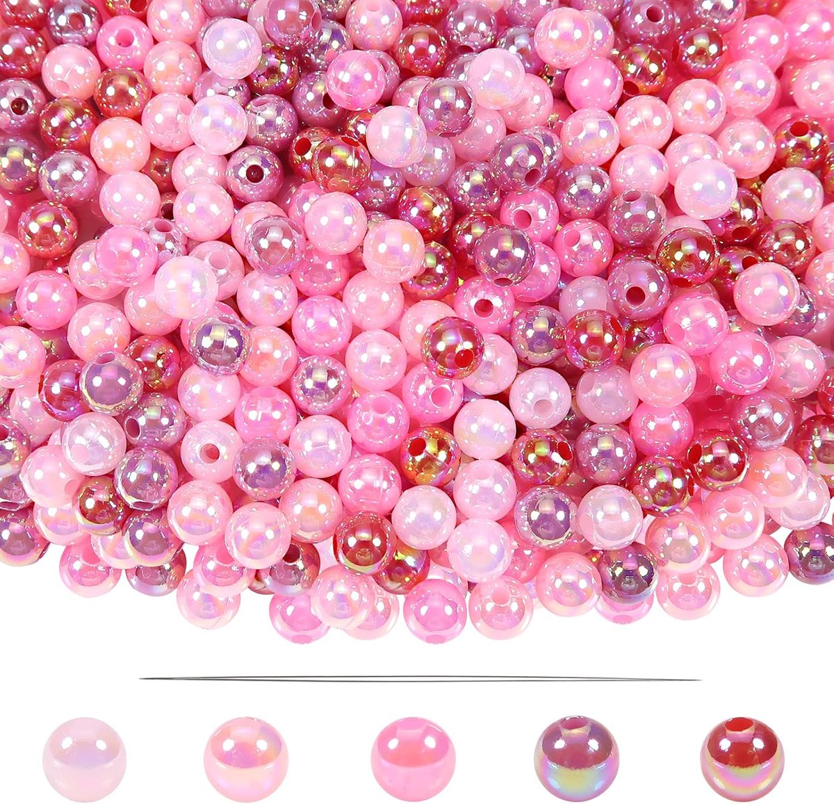 Kralen Roze Serie Parels 6 mm Ronde Acrylkralen voor doe-het-zelf Sieraden Armbanden Halskettingen Kleding Knutselen
