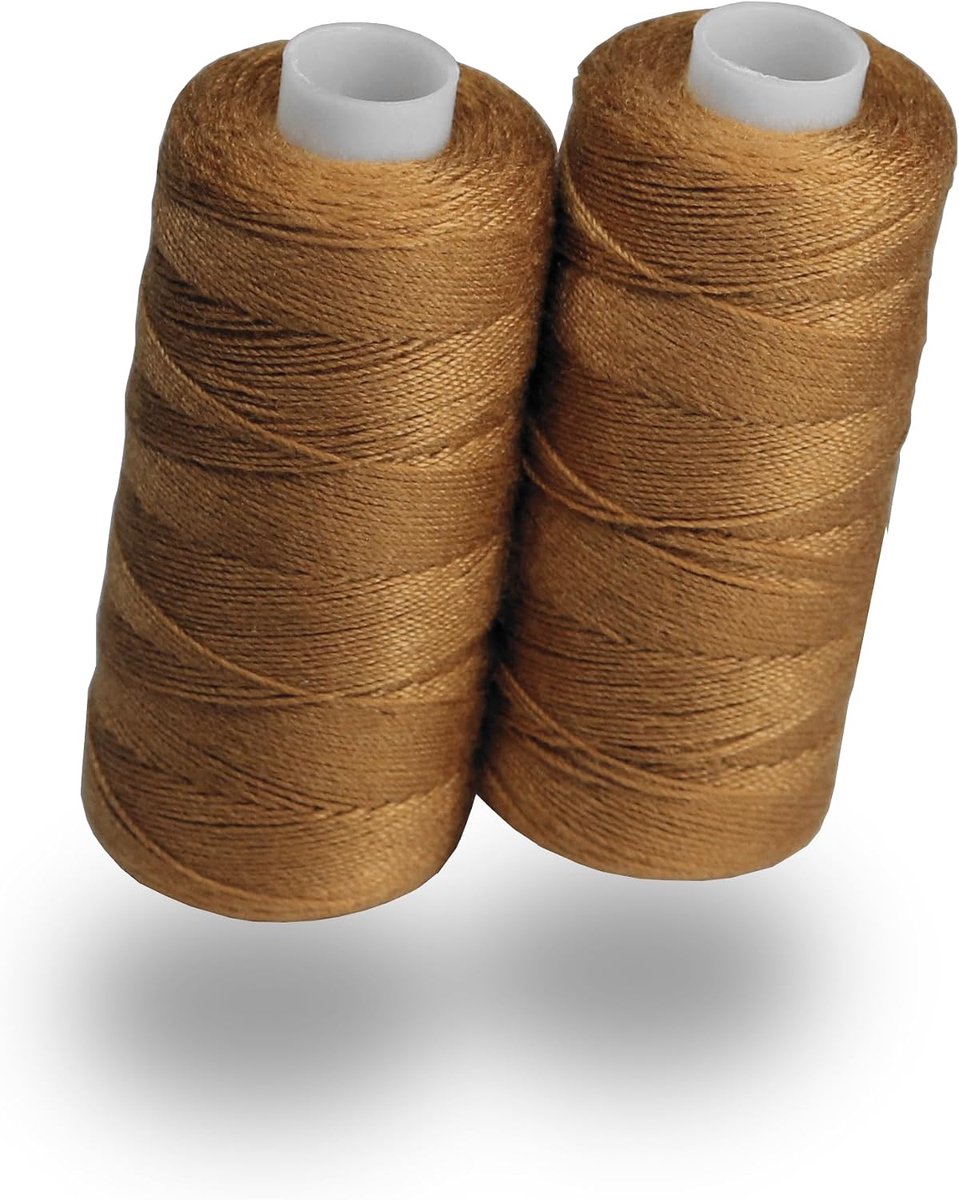 Bruin-gouden denimgaren voor naaimachine [2 x 150 m], Oeko-Tex, naden zoals in het origineel, jeansnaaigarenset, extra sterk nr. 36, denimdraad voor naaimachine