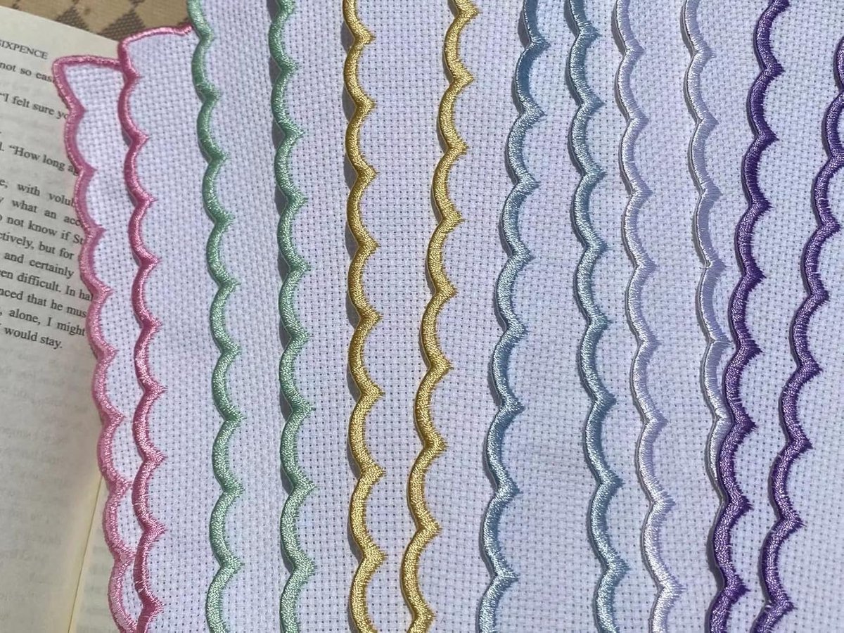 12 stuks Gekleurde Borduurwerk Randen Kruissteek Bladwijzer voor DIY, Aida Stof Rand en Kruissteek Boek Mark Blank