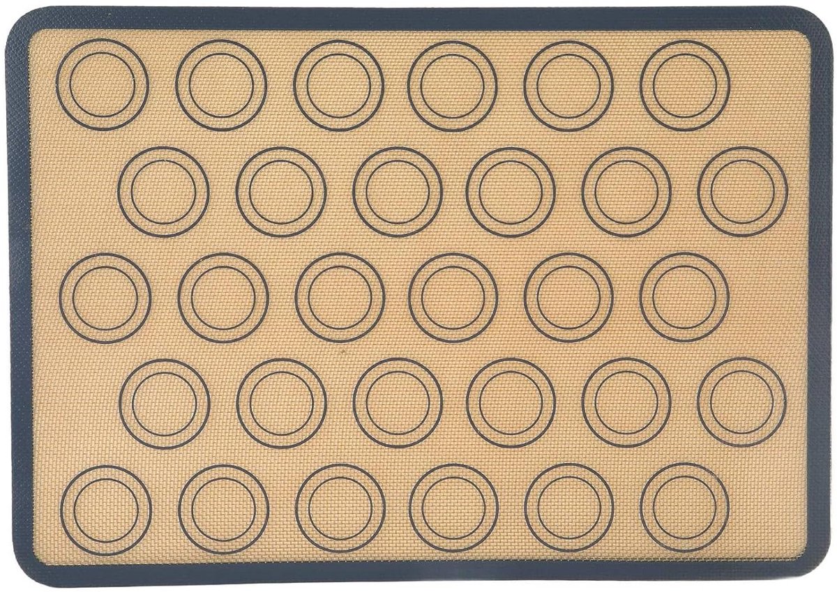 Bakmat Siliconen Glasvezel - Deegmat Hittebestendig - Bakken van Gebak - Niet-klevend Gemakkelijk Schoon - 42x29.5 cm - Bruin Grijs