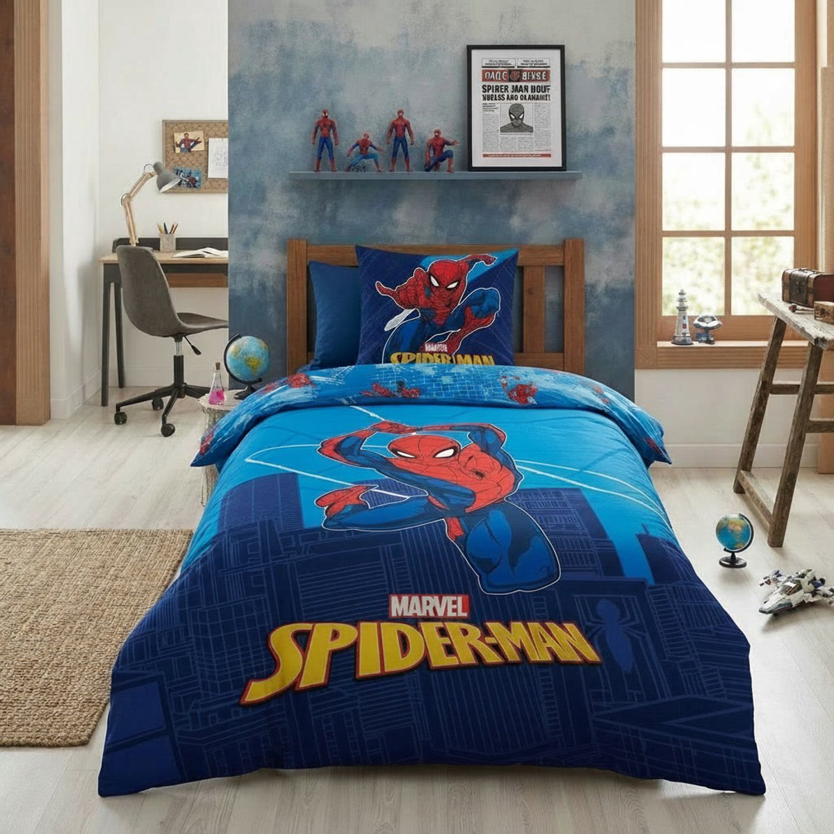 Polykatoen Dekbedovertrek Spider-Man Officiele Marvel Licentie 140x200cm + Kussensloop 65x65cm