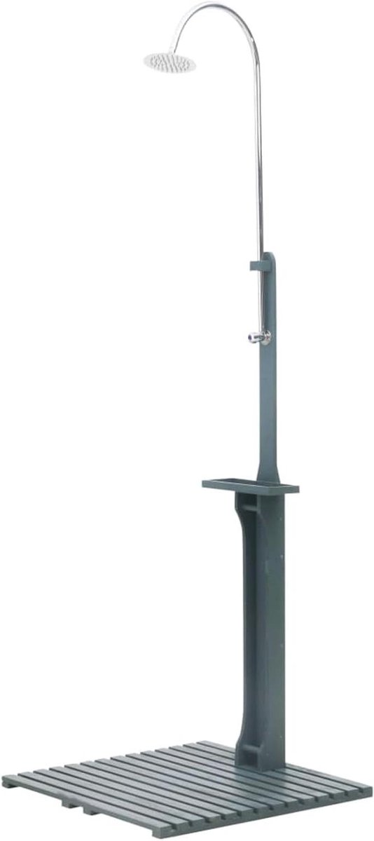 Tuindouche Hout - Buitendouche Zwembad - Afkoelen Buiten - 360 Graden Douchekop - 221 cm Hoog - Antraciet - afbeelding 1