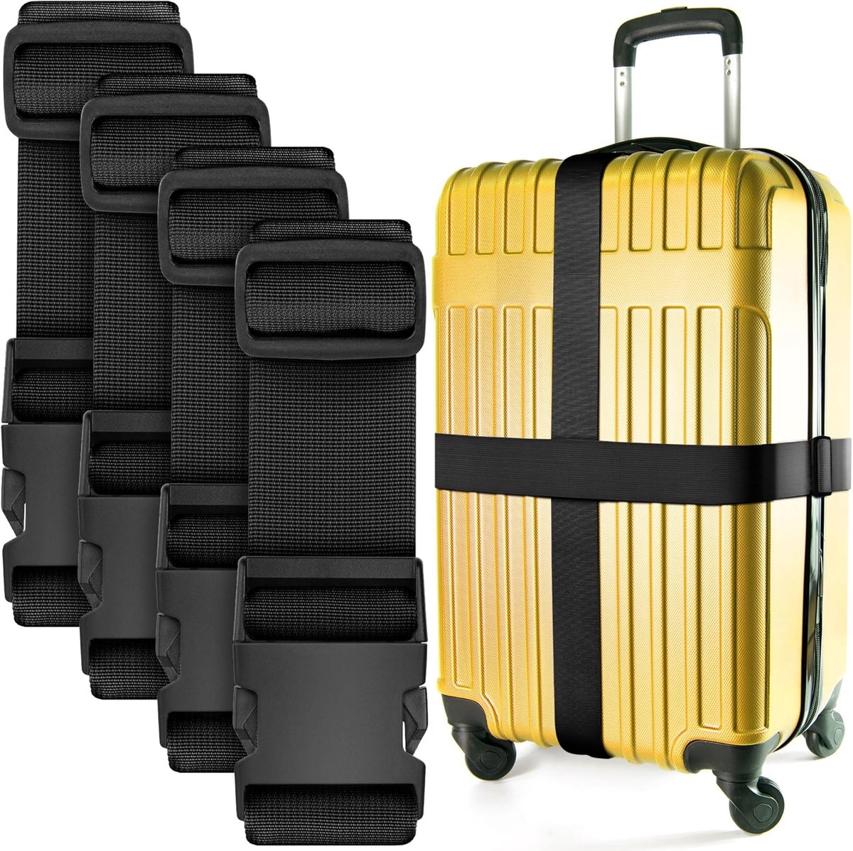 bagagebanden/kofferbanden - Zwart, set van 20 - Premium nylon banden voor bagagebeveiliging - Verstelbare lengte 1-2 meter - van BlueCosto