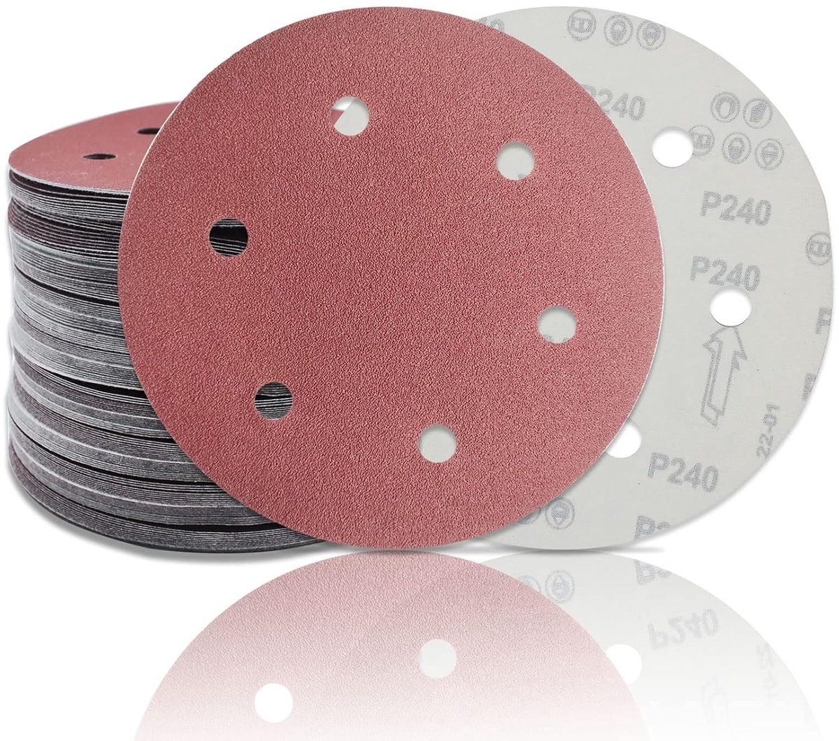20 stuks slijpschijf 225 mm slijpschijf 120 korrel voor lange halsschuurmachines, 6 gaten rond schuurpapier. Senmai Tools