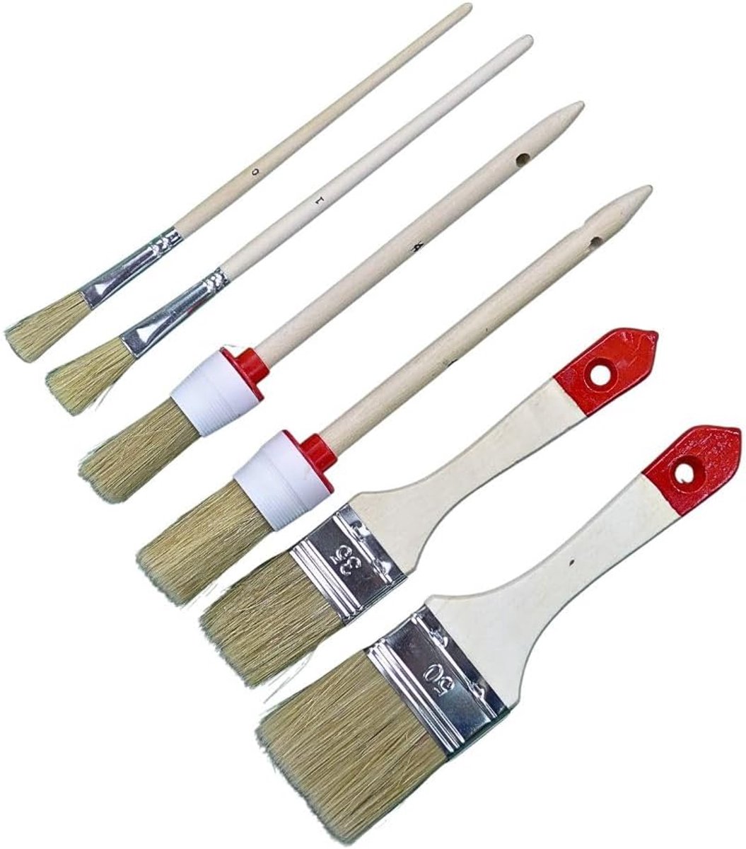 Kwast schilderkwast platte kwast ronde kwast set 6-dlg.