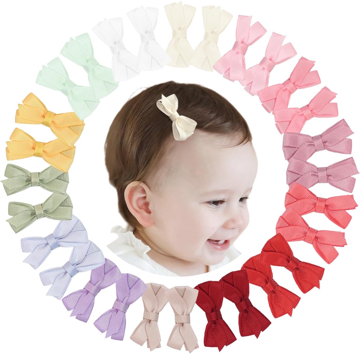28 stuks 2,2 inch haarstrikken voor babymeisjes, volledig gevoerde haarspeldjes voor baby's, kinderen, peuters en tieners, cadeaus in paren