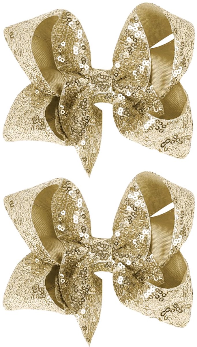 2 STUKS Gouden Haarstrik, 5 inch Sequin Glitter Sparkle Strik Glanzende Gouden Haarspeldjes Haaraccessoires voor Meisjes Vrouwen