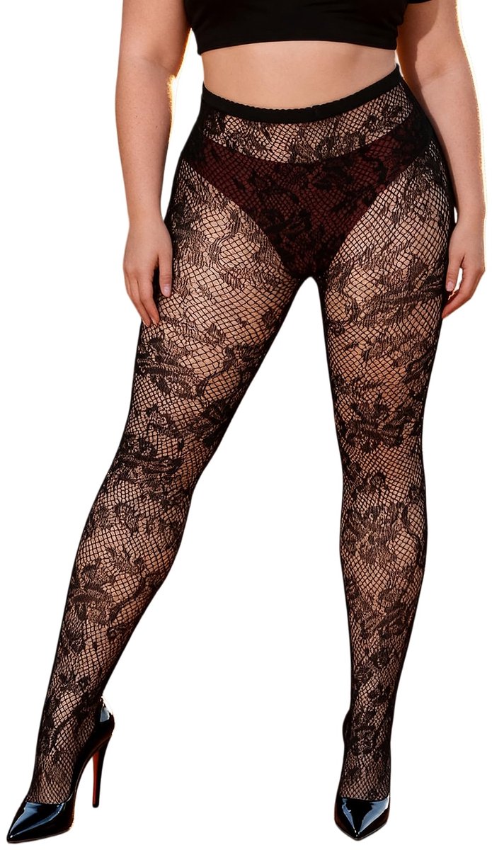 Panty Hoge Taille Elastische Sokken Eendelige Panty Sexy Dames Halloween Fishnet Holless Kousen voor Vrouwen Zwart Oversized Size
