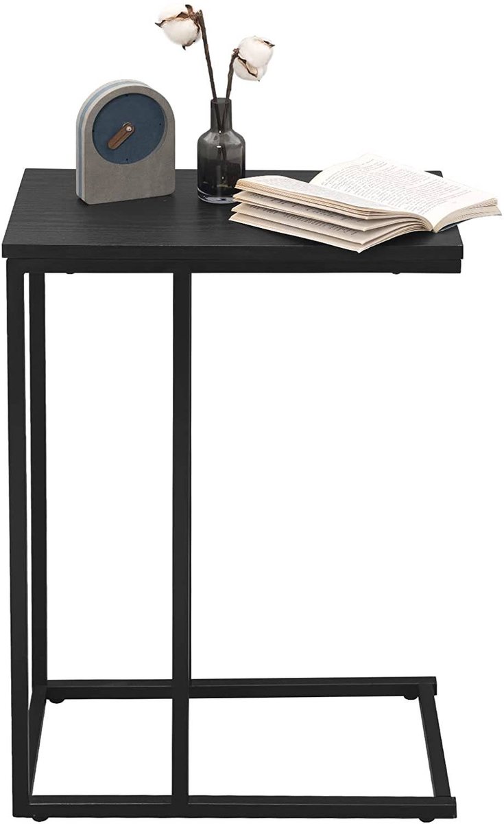 SureDeal® - Bijzettafel - Salontafel - Nachtkastje - Metalen - Houten tafelblad - 45x25x63,6 cm