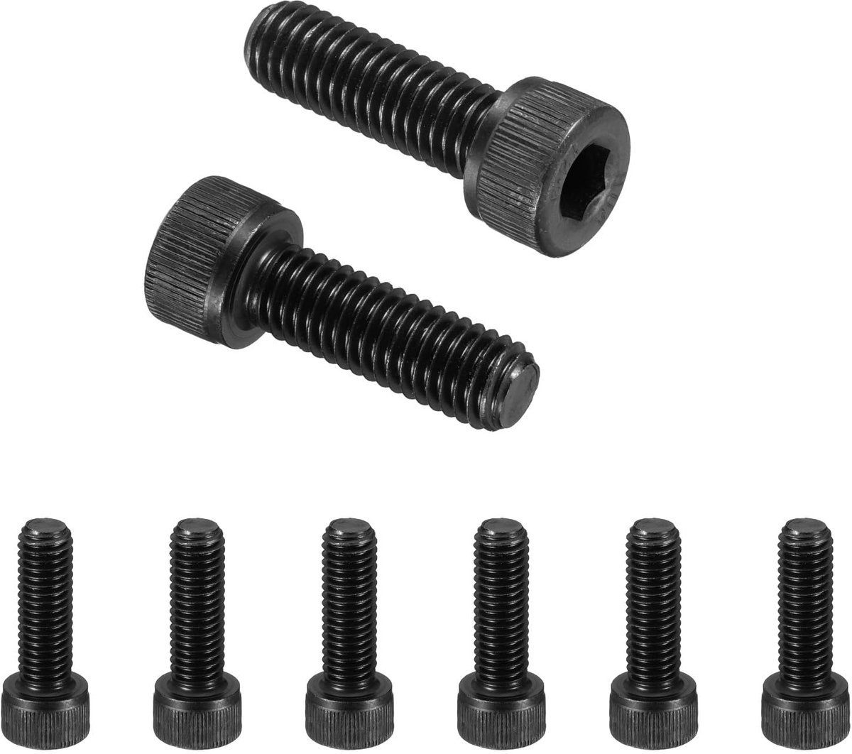 25 stuks M8 x 25 mm zeskantschroeven, 12,9 graden koolstofstaal, schroevenset, zwart oxide assortiment, machineschroeven, volledige schroefdraad voor reparatie