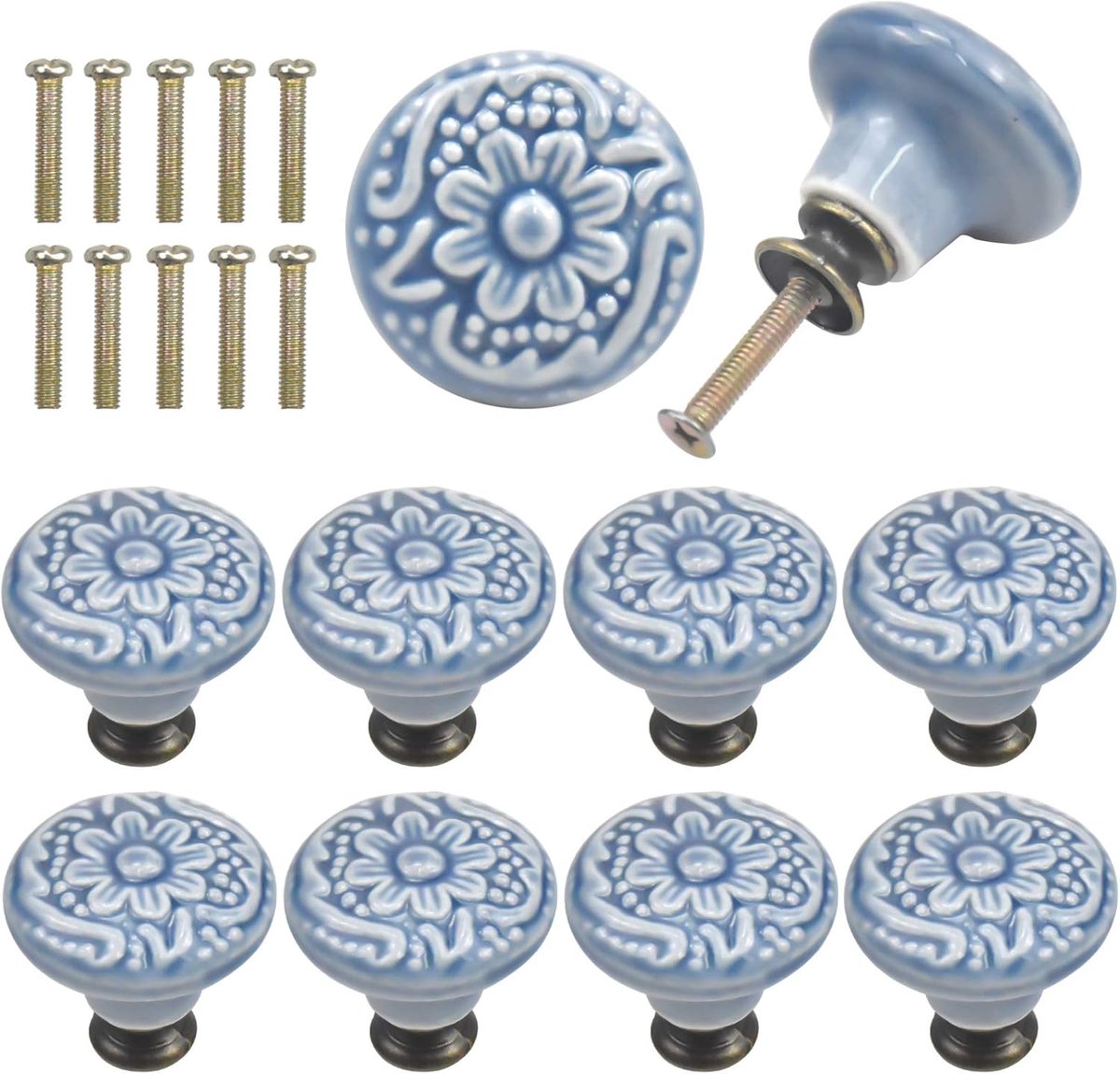 10 stuks vintage deurladen, keramische handgreep, 34 mm, rond, ladeknoppen, meubelknoppen, meubelgrepen voor kast, keuken, kinderkamer (B)