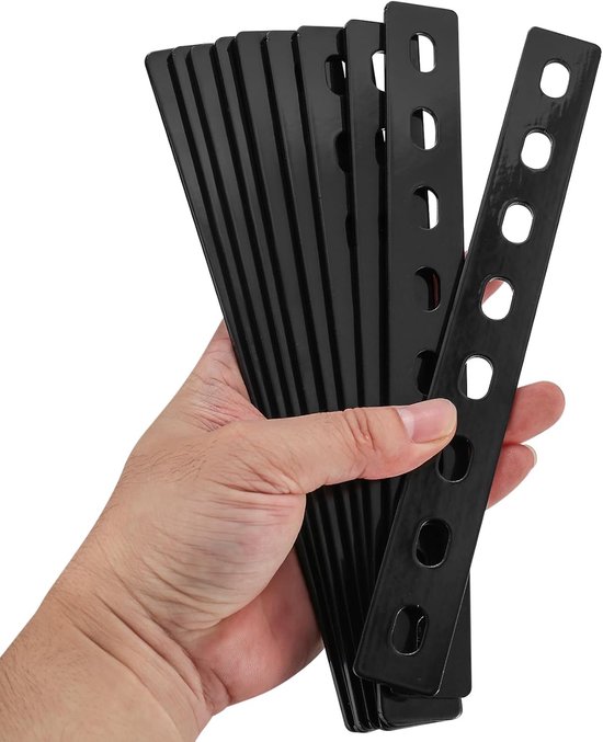 10 stuks platte houten beugels, zware metalen herstelplaten, 8 gaten, 207x24 mm (8-1/8 "x 7/8") — afbeelding 3