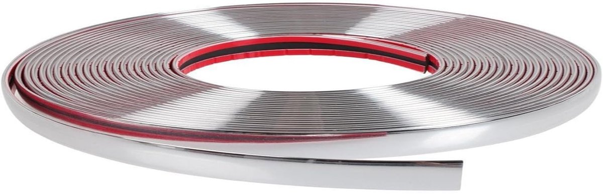 chroom sierlijst, 6 mm brede doe-het-zelf sierstrip lijndecoratie voor auto of vrachtwagen deur raam kant krasbestendig (5 m, zilver)