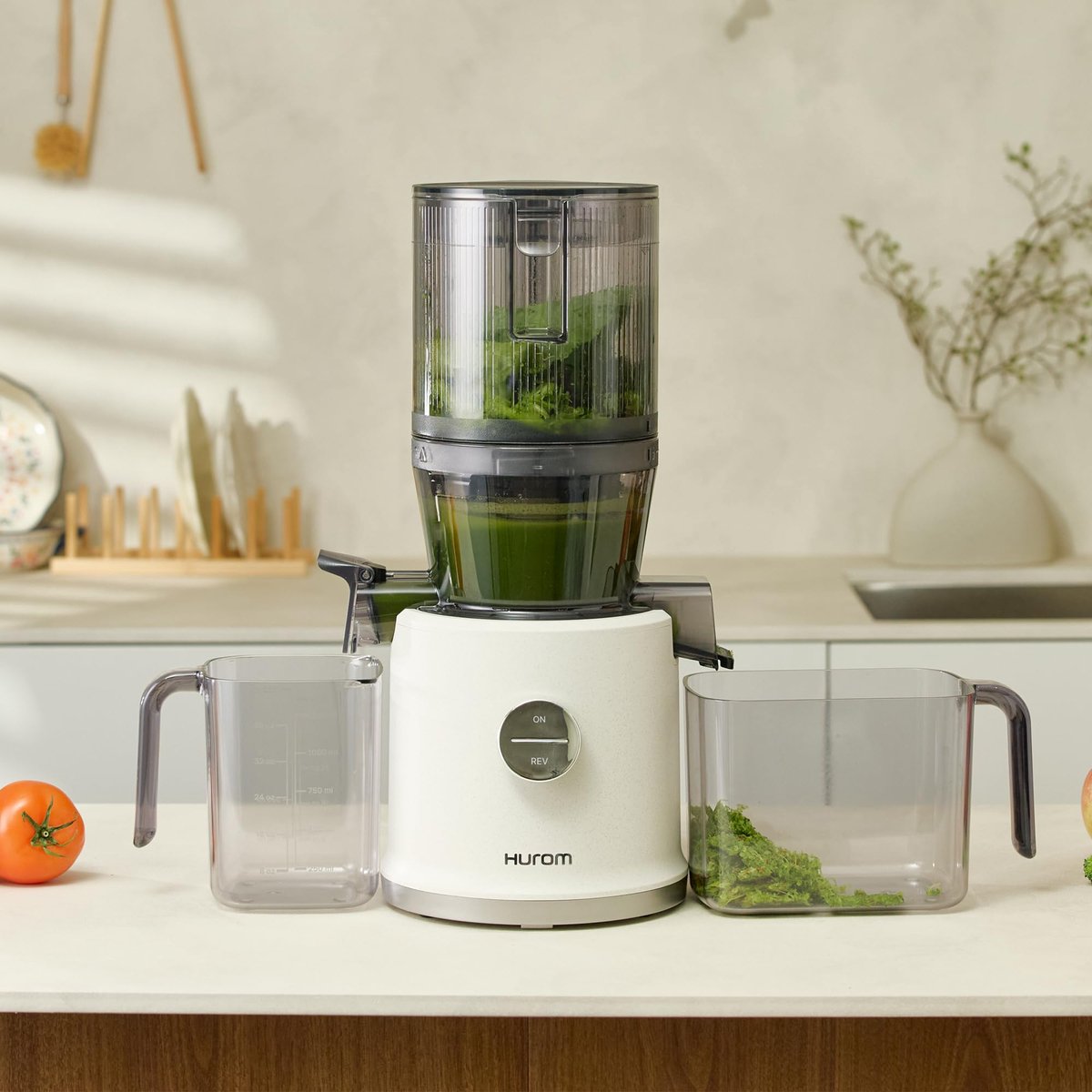 SnelShoppen - Hurom H80-ST Slowjuicer | Elektrische Koudpers Juicer voor Groenten & Fruit | 2,2L Capaciteit | Automatische Sapextractie | BPA-vrij | 2