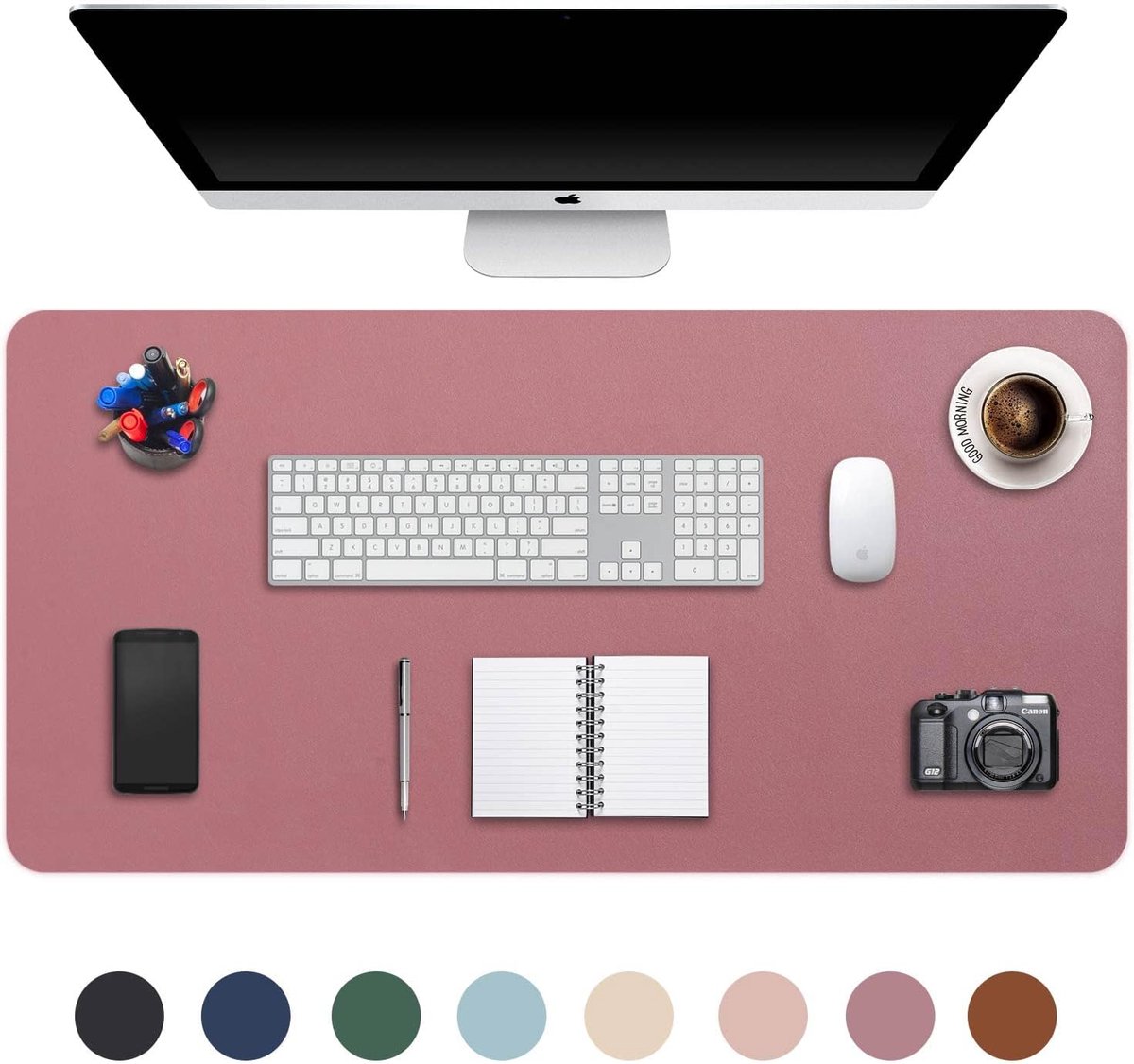 Grote Mousepad XXL, Bureaulegger Bureaumat, Bureau Vloeipapier Schrijfblok, Laptop Bureaumat voor kantoor/thuis, PU-leer waterdicht + suède antislip 90 x 43 cm (Donker Roze)
