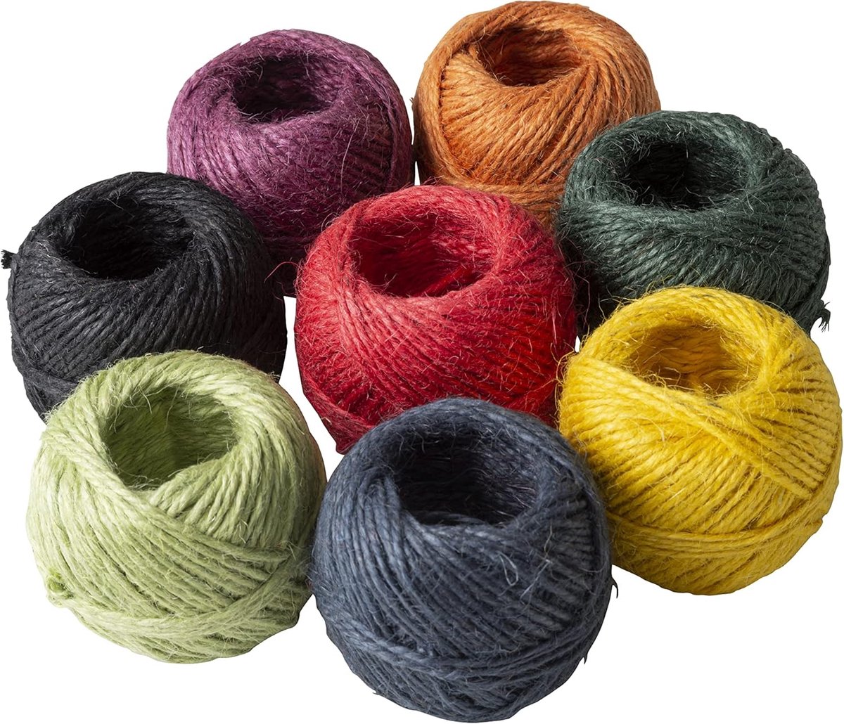 Kleurrijk jute koord – Made in Italy – 8 kleuren – elk 30 meter – jute koord in verschillende kleuren voor handwerk, geschenkverpakkingen, knutselen, knutselen