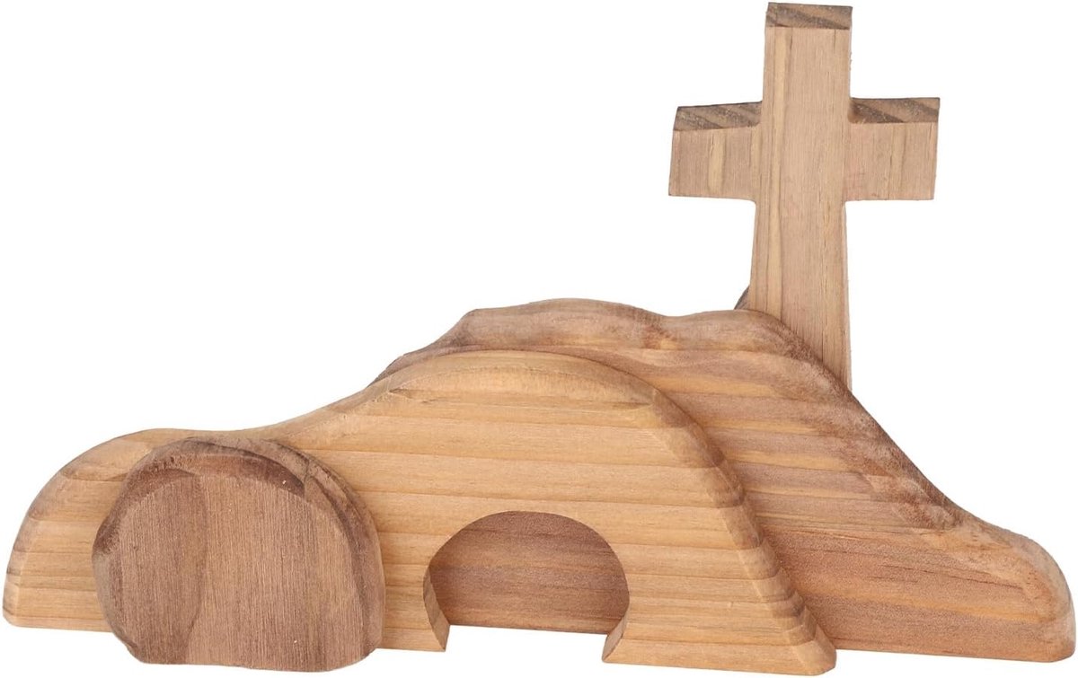 Houten Lege Graf Kruis Paasversieringen, Graf Beeldenset, Houten Paas Graf Kruis Ornament, Jezus Lege Graf Decoratie Paas Scène Kruis Decoratie Voor Christenen, Thuis Muur