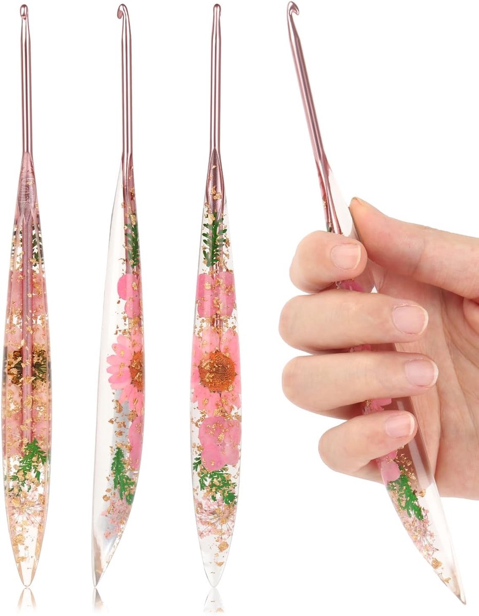 sprankelende bloemenharshaalnaalden, 3,5 mm, ergonomisch ontworpen voor artritische handen, taps toelopend en geschikt voor beginners