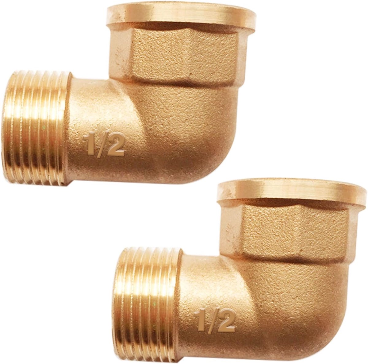 G1/2-inch binnendraad/buitendraad met een bocht van bocht 90°, DN15 (binnendraad diameter 19,5 mm x buitendraad diameter 20,3 mm), schroefdraadfitting geschikt voor drinkwater, 2 stuk