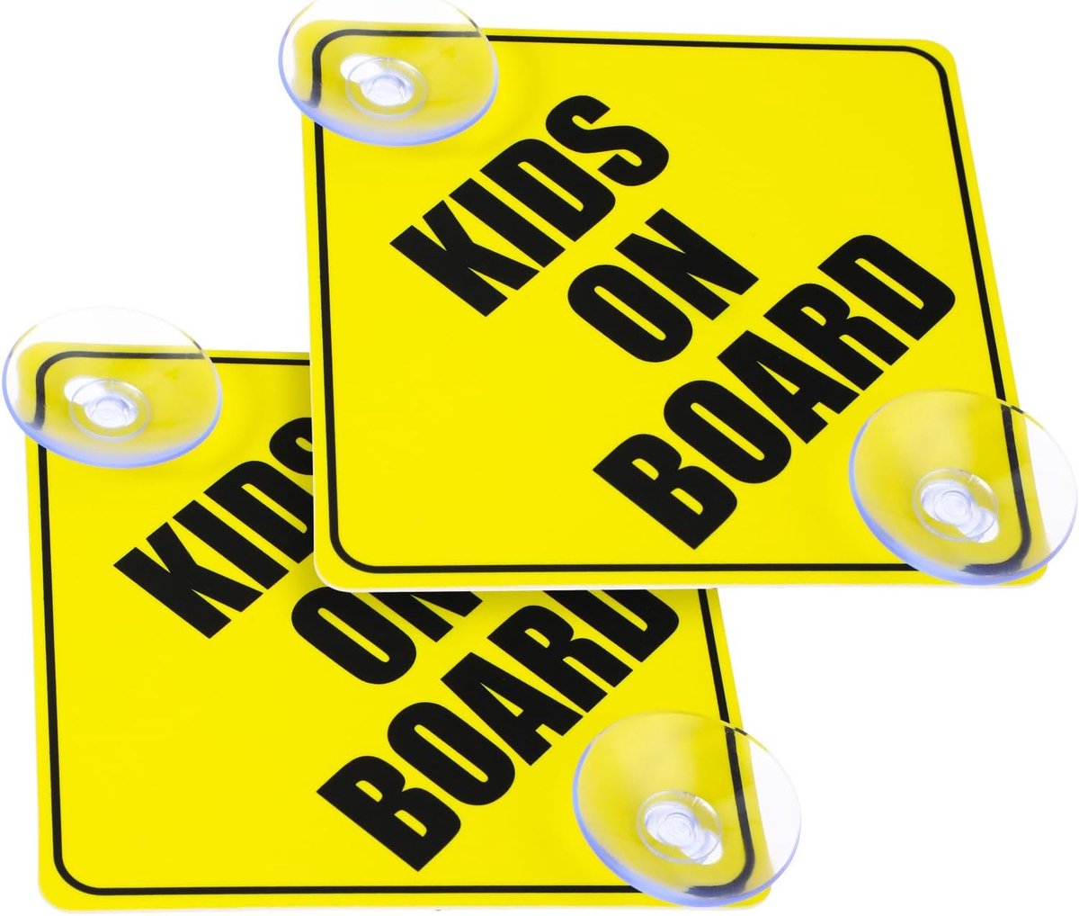Veiligheidsborden voor kinderen aan boord, 2 stuks 12,7 x 12,7 cm waarschuwingsstickers voor autoruiten, herbruikbaar