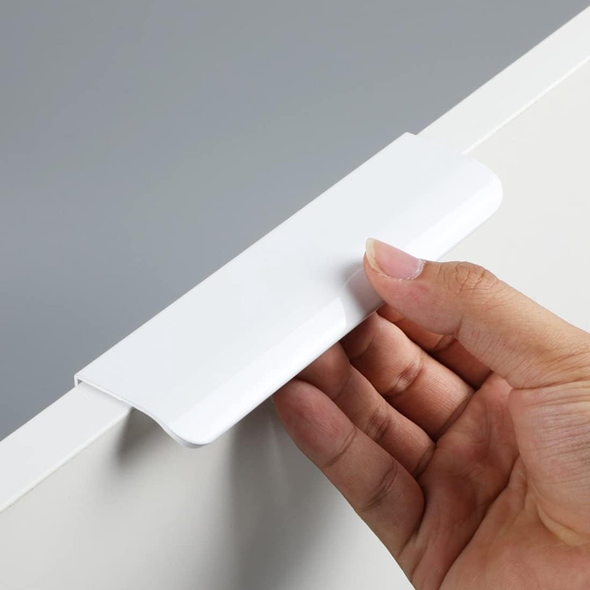 4 stuks Verborgen Meubelgrepen,Verborgen handgrepen,Meubels Verzonken Verborgen Handgrepen Wit,Vingerrand Trekken Aluminium voor Meubels, Keukens, Deuren, Lades, Kasten