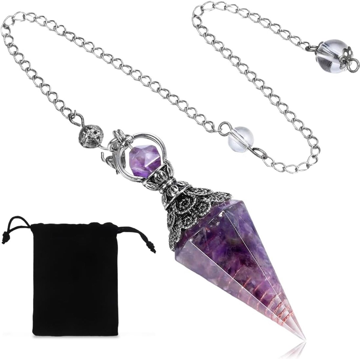 Zeshoekige waterhanger met stenen ketting