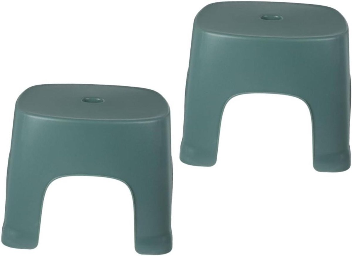 Voetenkrukje PVC - Opstapje Badkamer - Hulp bij Toilet - Antislip Oppervlak - 20.5x19.5x16cm - Groen