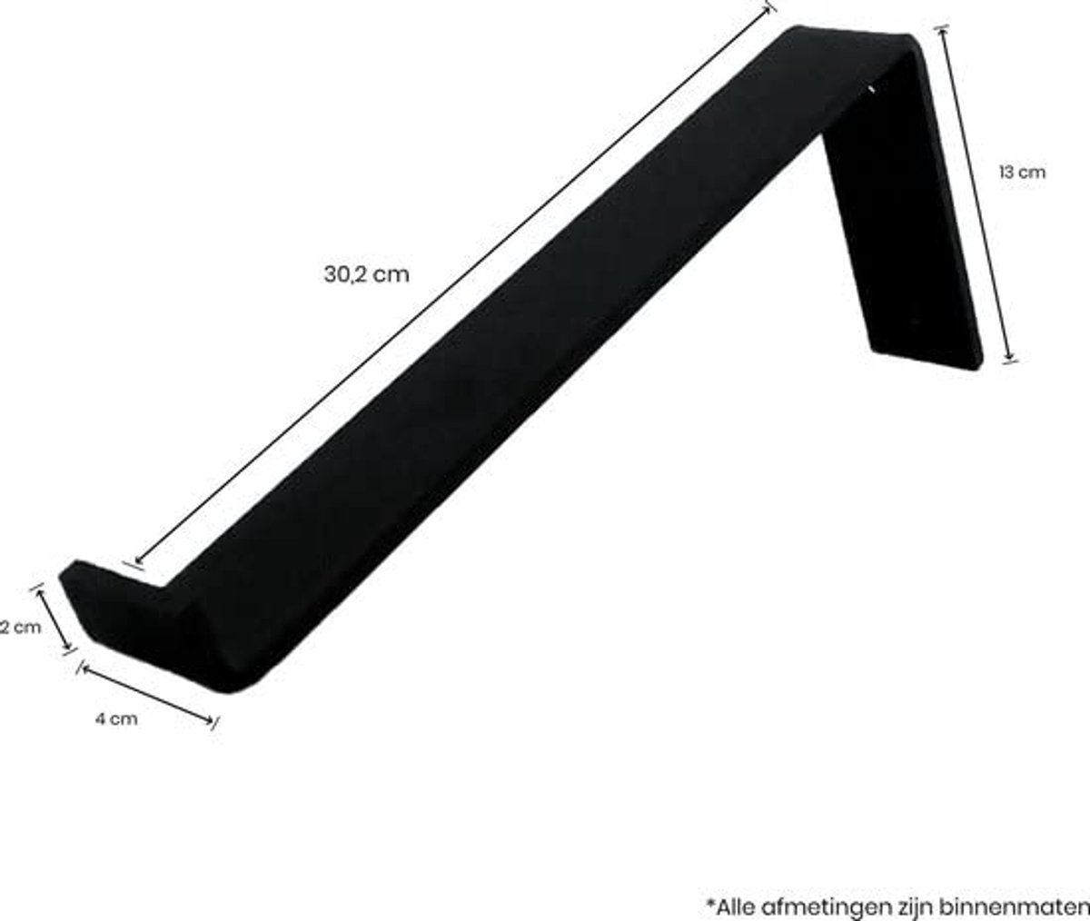 Eiken Wandplank - 60x30 cm - Industriele Plankdragers L-vorm - Staal - Mat Zwart