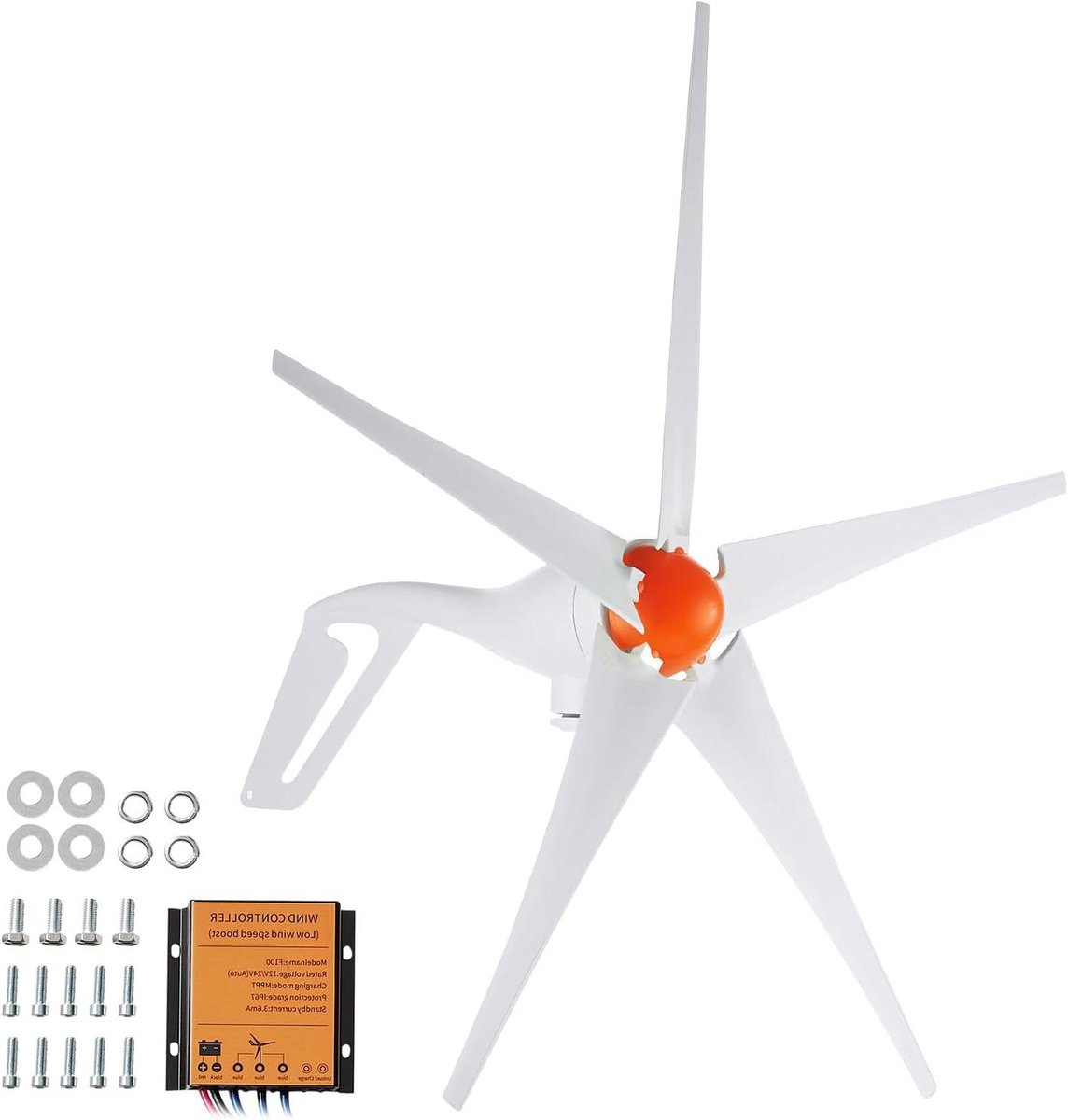 Windturbine Generator - Energie Opwekker - Stroom Voor Huis - MPPT Bediening - 500 W 12 V - Wit