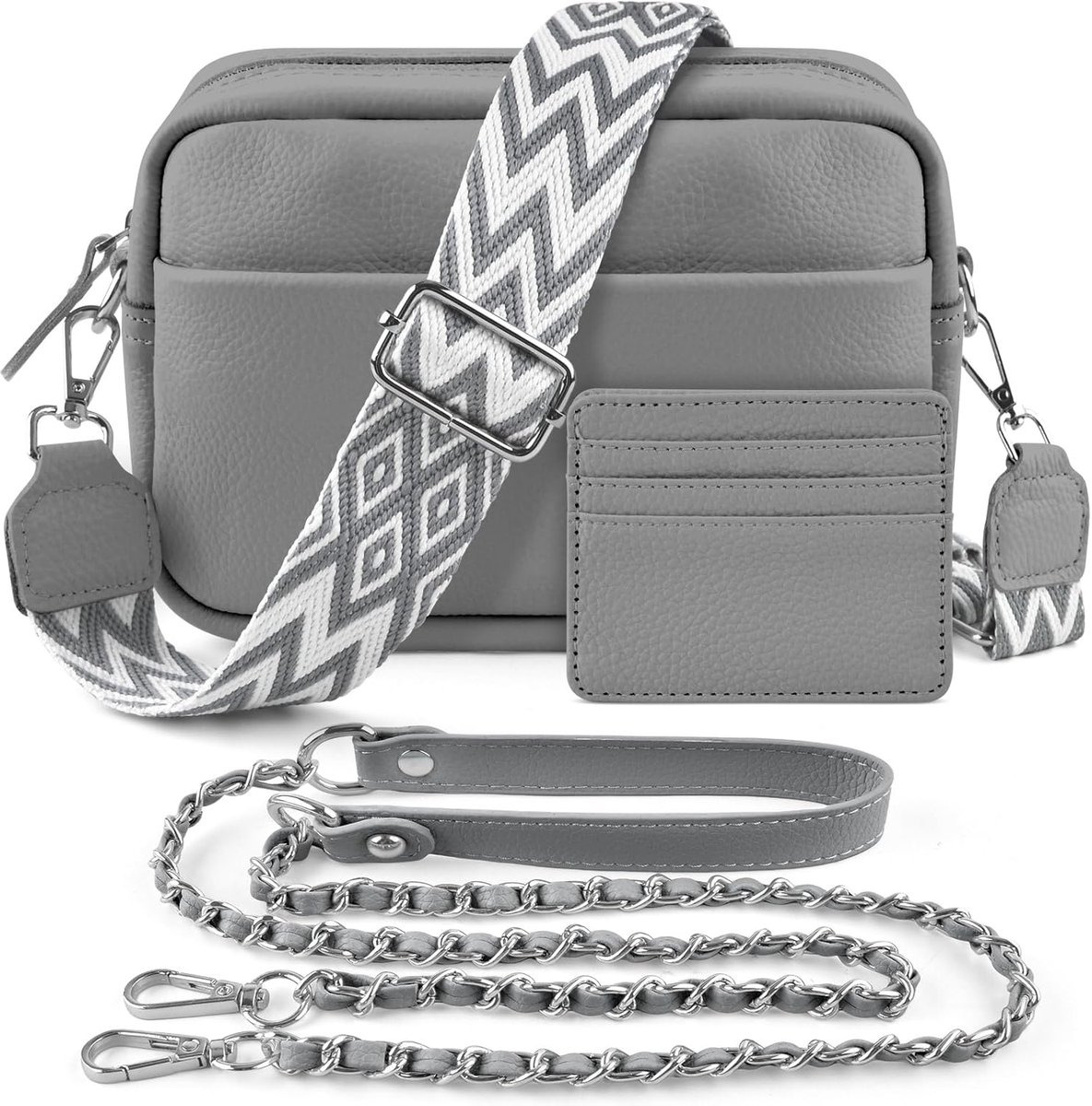 BROTOU Mobile Phone Shoulder Bag, Genuine Leather, Crossbody Bag with 2 Wide Shoulder Straps, Card Holder, Black - ShopVlot