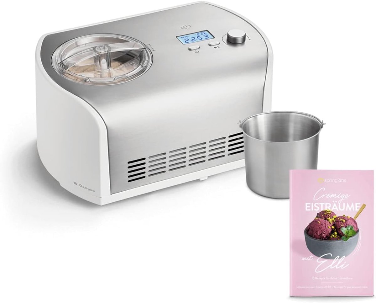 IJsmachine met Compressor 1,2 Liter - Zelfkoelende IJsmachine - 135W Automatisch - RVS met LCD Display en Uitneembare Kom